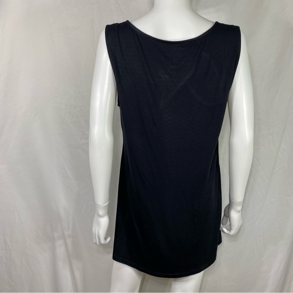 Soft Surroundings Sleeveless Gathered Front Black Drapey Tunic Tank - Picture 3 of 6